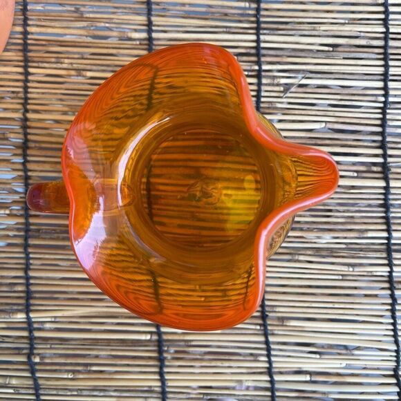 Mid-century modern orange art glass pitcher 1960 - Picture 3 of 5